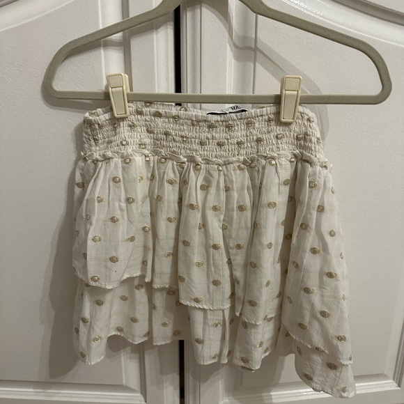 NWT Zara Jacquard Metallic Thread Bohemian Tiered Mini Skirt - Picture 3 of 7
